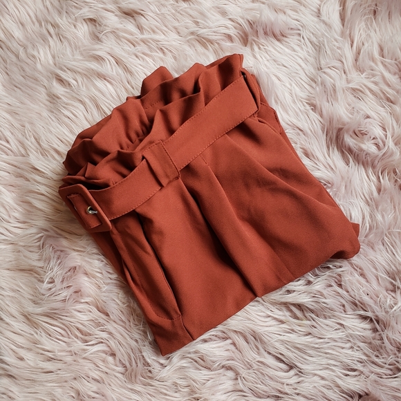 Like an Angel Retro Paper Bag Style Trousers size 12 Burnt Orange - Picture 1 of 8
